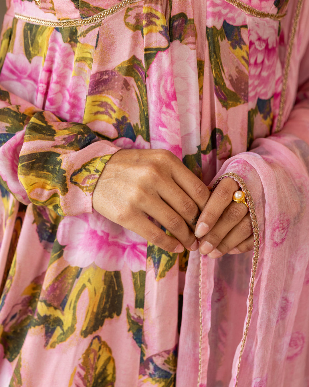 Pink Aquarelle Floral Suit Set