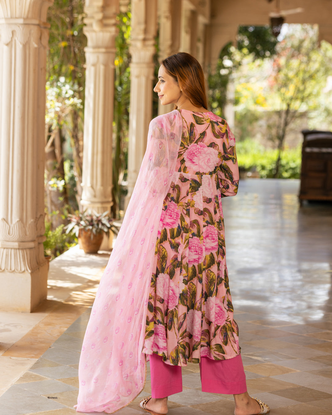 Pink Aquarelle Floral Suit Set