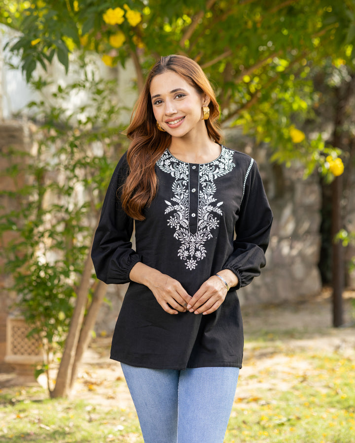 Black Threaded Treasure Top