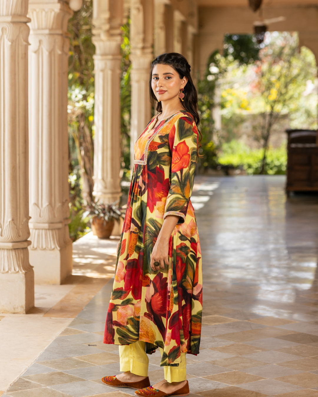 Yellow Aquarelle Floral Suit Set