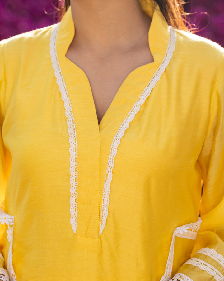 Yellow Lace Kurta Set