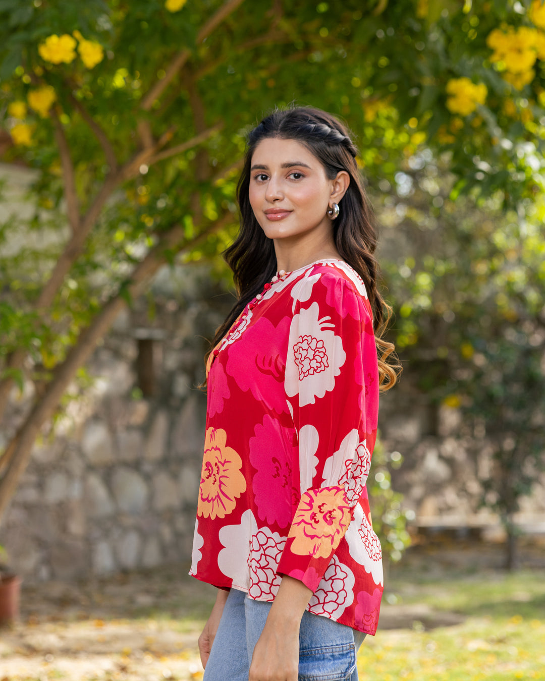 Red Animated Floral Top