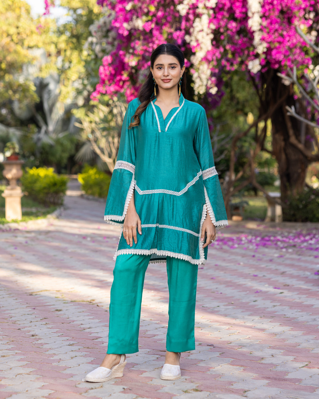 Green Lace Kurta Set