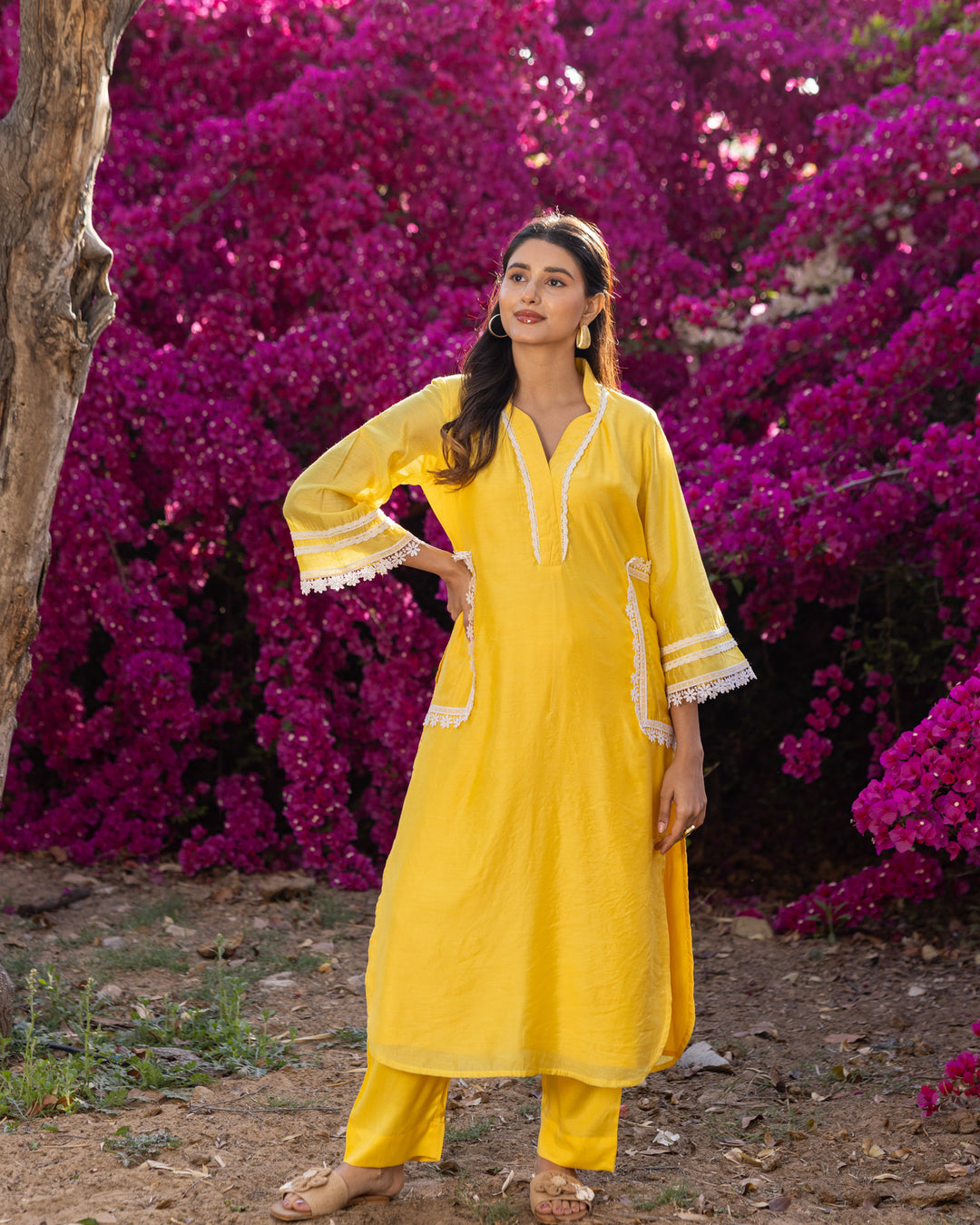 Yellow Lace Kurta Set