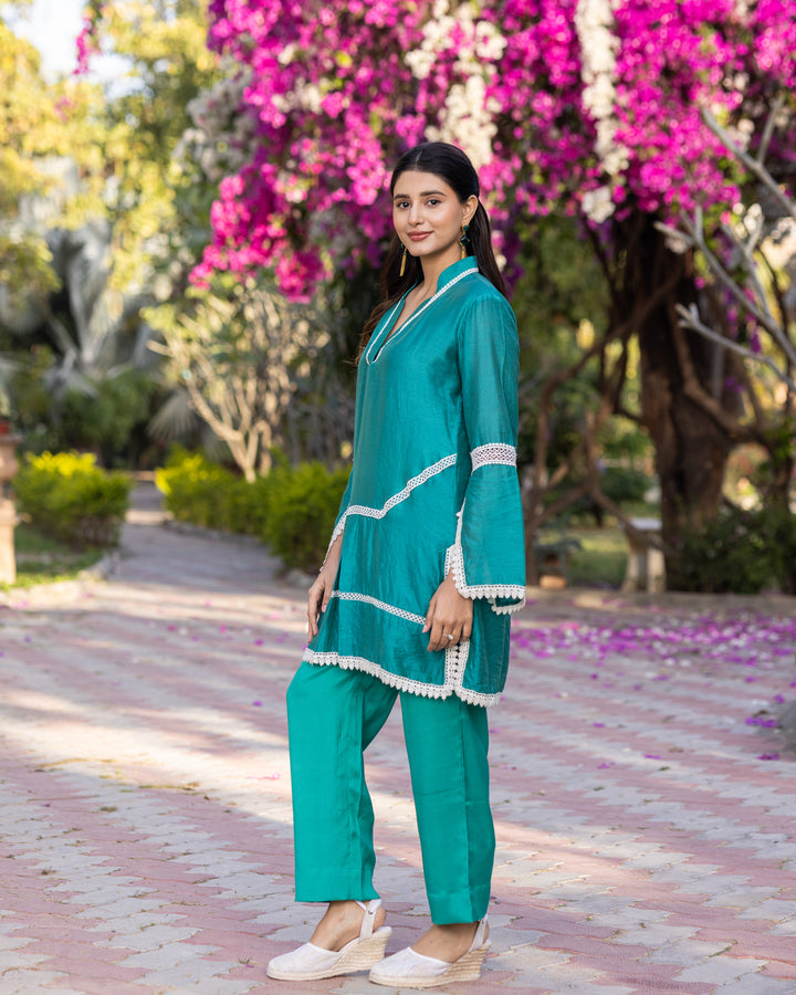 Green Lace Kurta Set