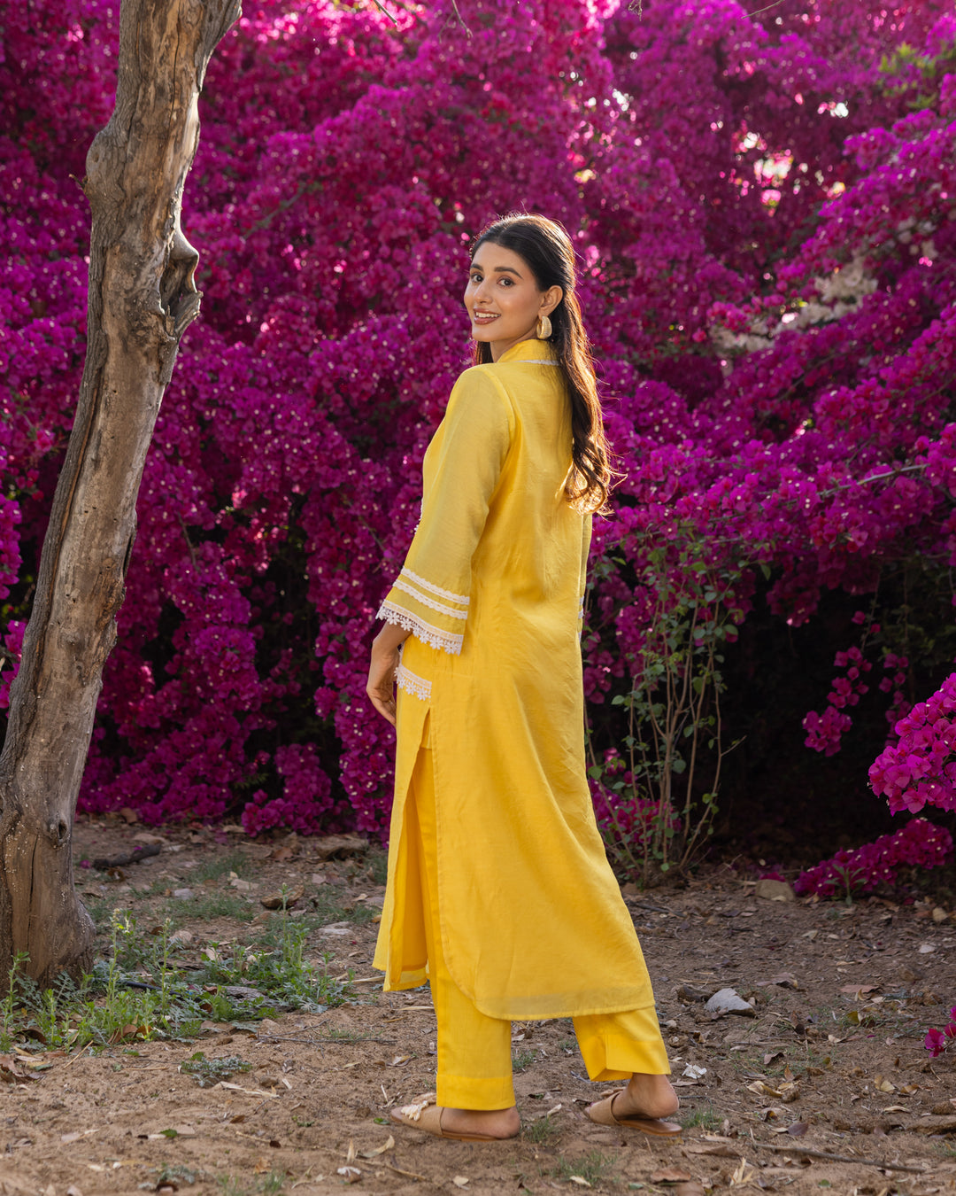 Yellow Lace Kurta Set