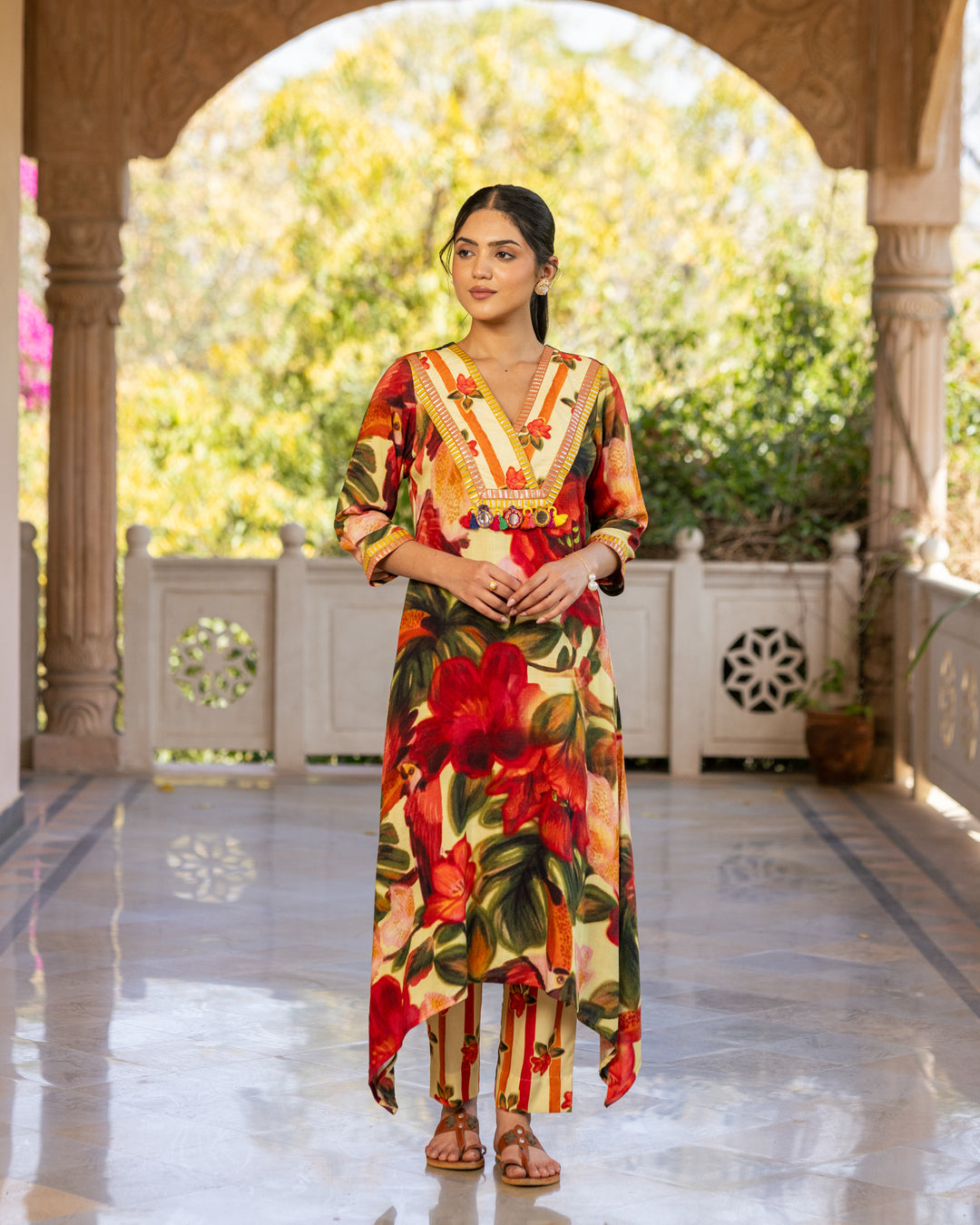 Yellow Aquarelle Floral Kurta Set