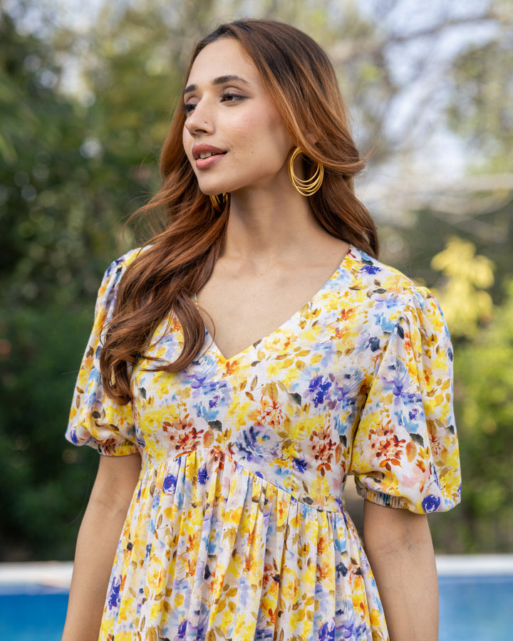 Buttercup Yellow Floral Dress