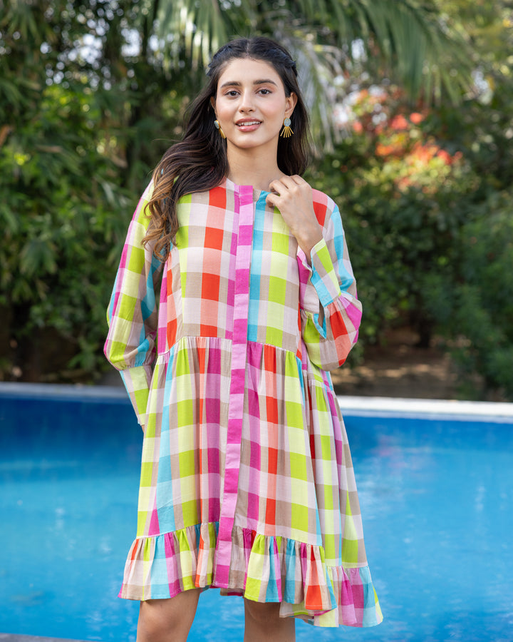 Multicolour Sorbet Checks Dress