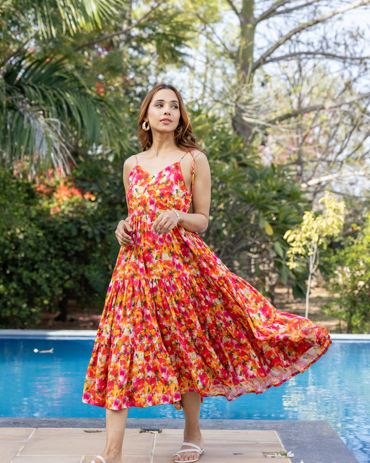 Coral Pink Blossom Dress