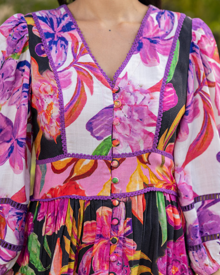 Multicolour Aquarelle Floral Dress