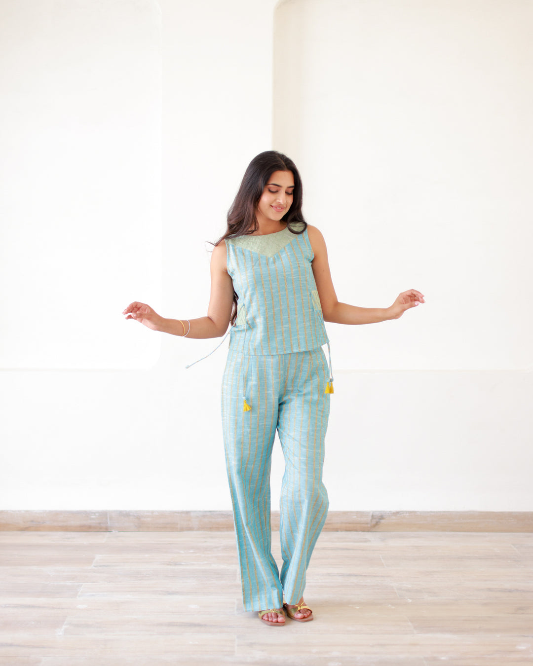 Blue Stripes Cotton Co-Ord Set