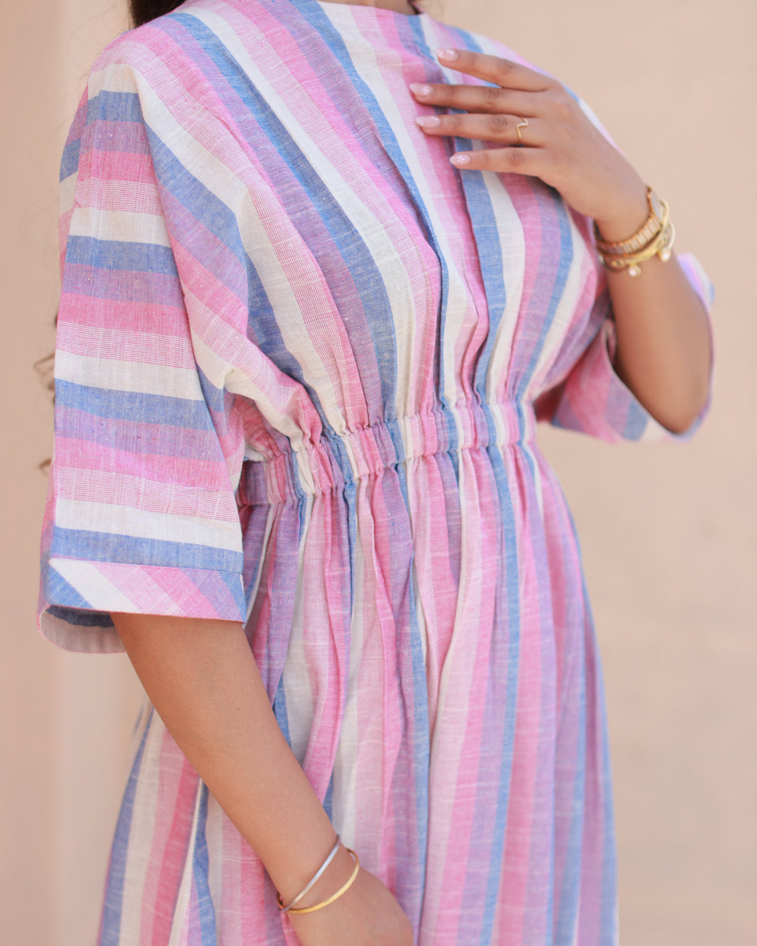 Ivory Stripe Toned Dress