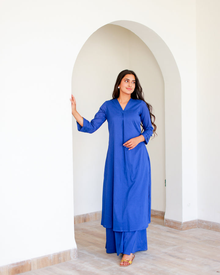 Classy Blue Mulmul Kurta Set