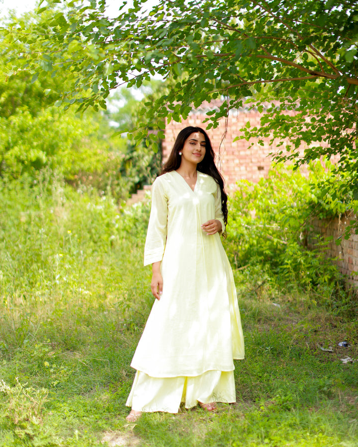 Urban Yellow Mulmul Kurta Set