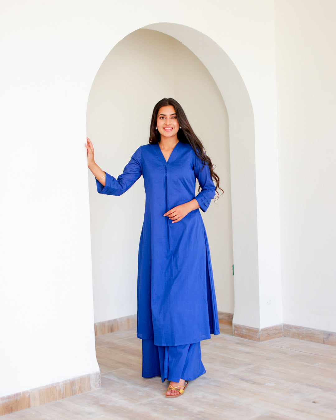 Classy Blue Mulmul Kurta Set