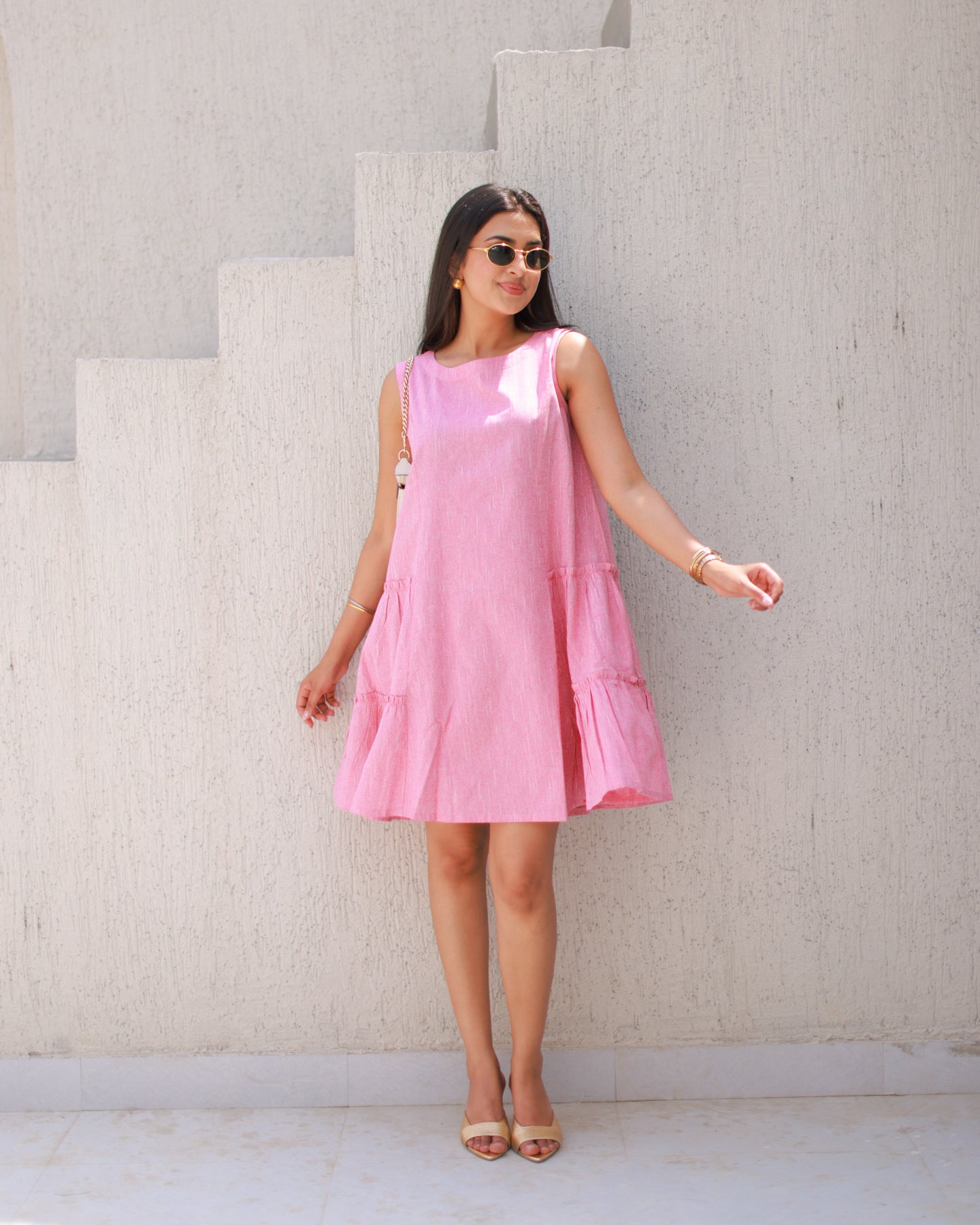 strapless open back dress Buy Rose Pink Solid Tiered Dress Online in India – Ambraee