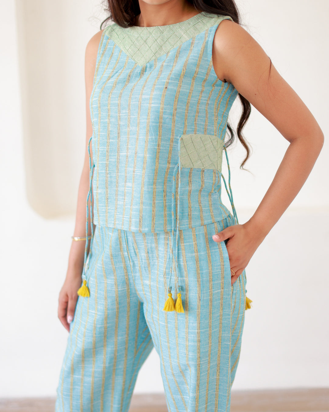 Blue Stripes Cotton Co-Ord Set