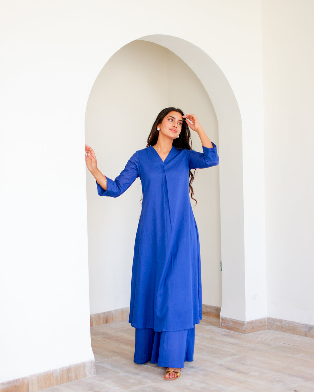 Classy Blue Mulmul Kurta Set