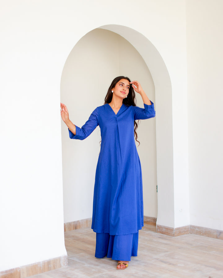 Classy Blue Mulmul Kurta Set