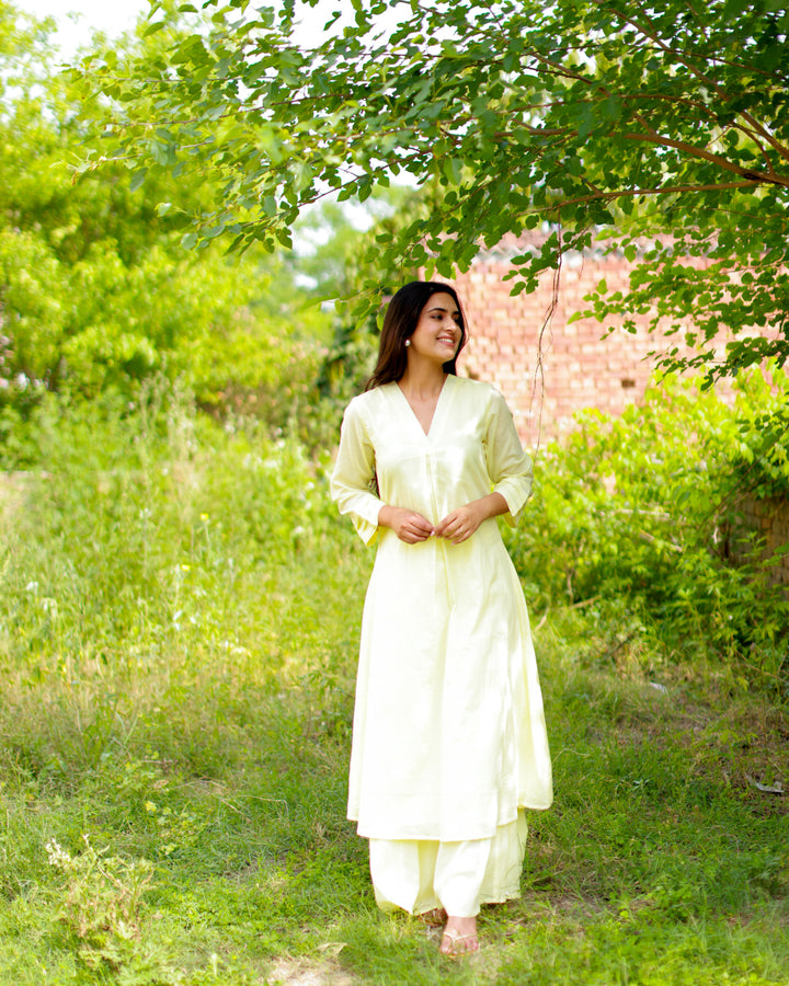 Urban Yellow Mulmul Kurta Set