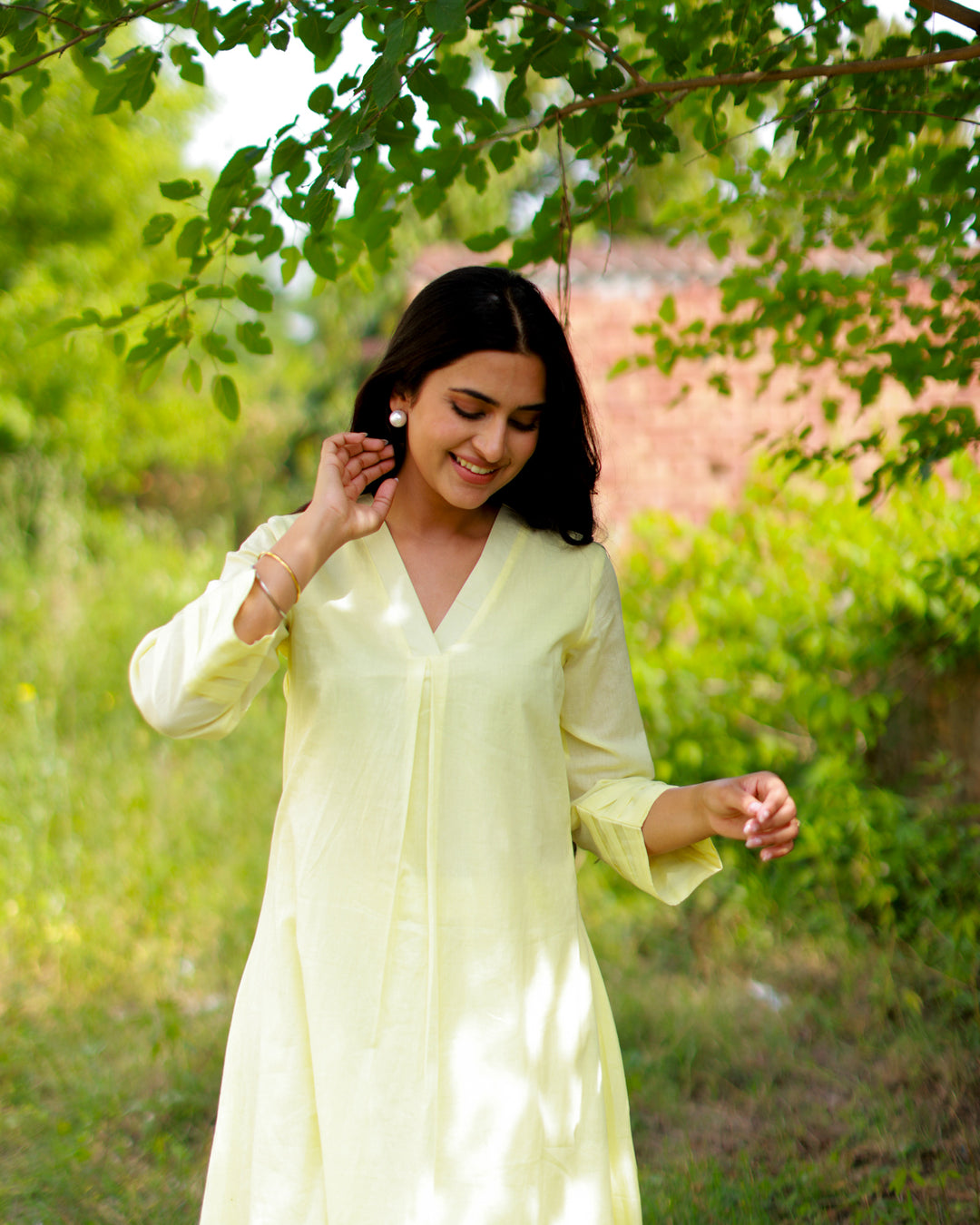 Urban Yellow Mulmul Kurta Set