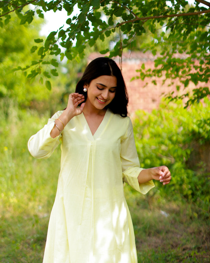 Urban Yellow Mulmul Kurta Set