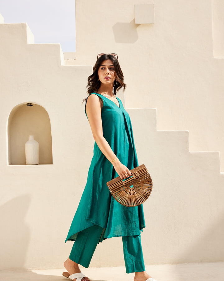 Green Basic Kurta Set
