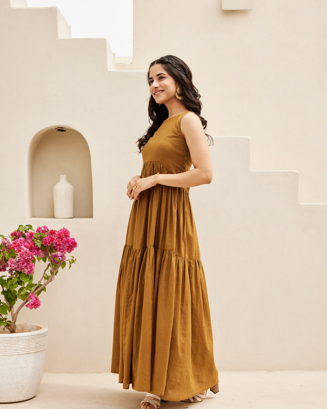 Brown Tiered Maxi Dress