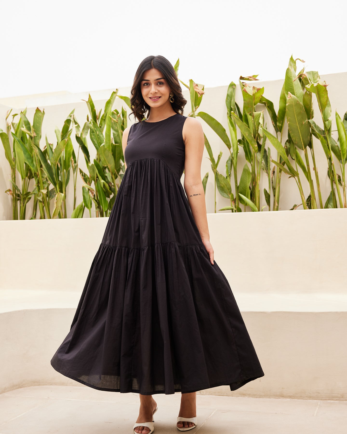 Buy Black Tiered Maxi Dress Online in India Ambraee Buy Black Tiered Maxi Dress Online in India Ambraee