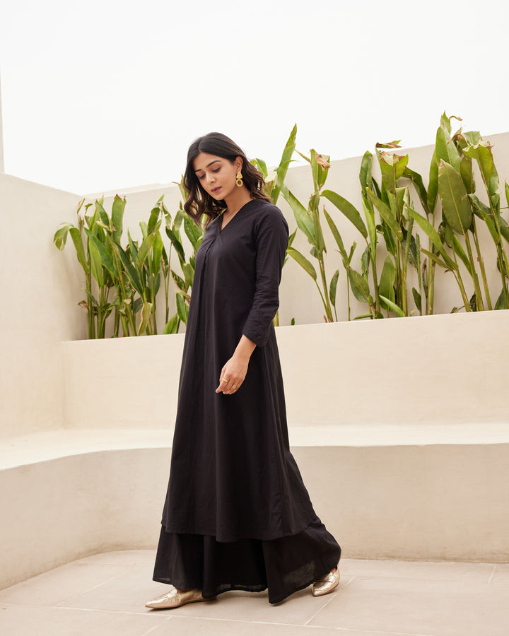 Urban Black Mulmul Kurta Set