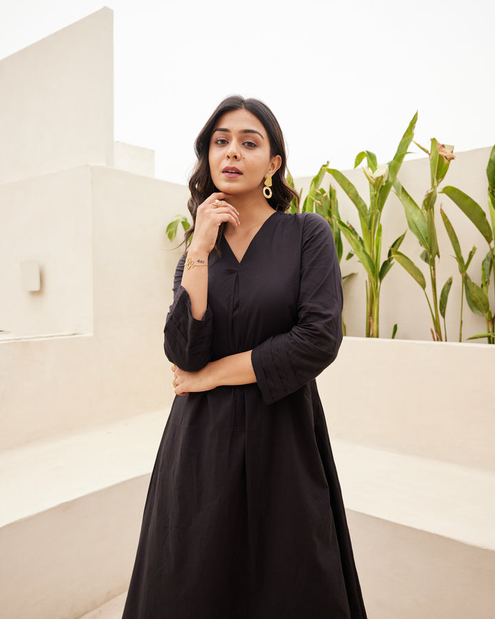 Urban Black Mulmul Kurta Set
