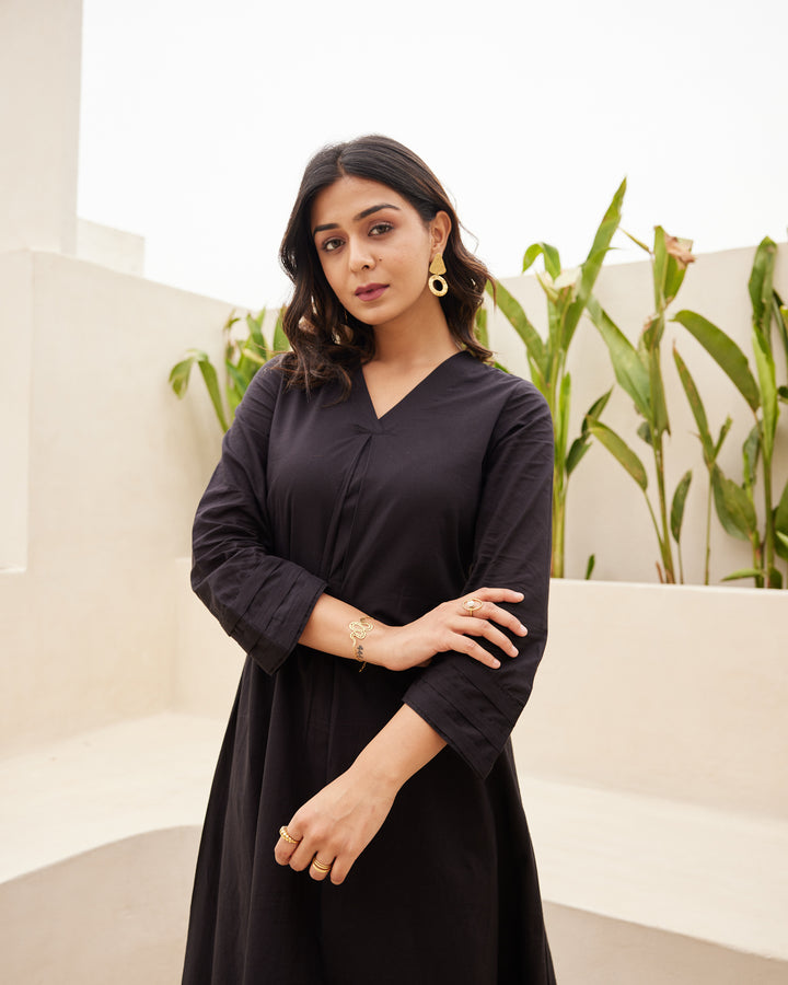Urban Black Mulmul Kurta Set