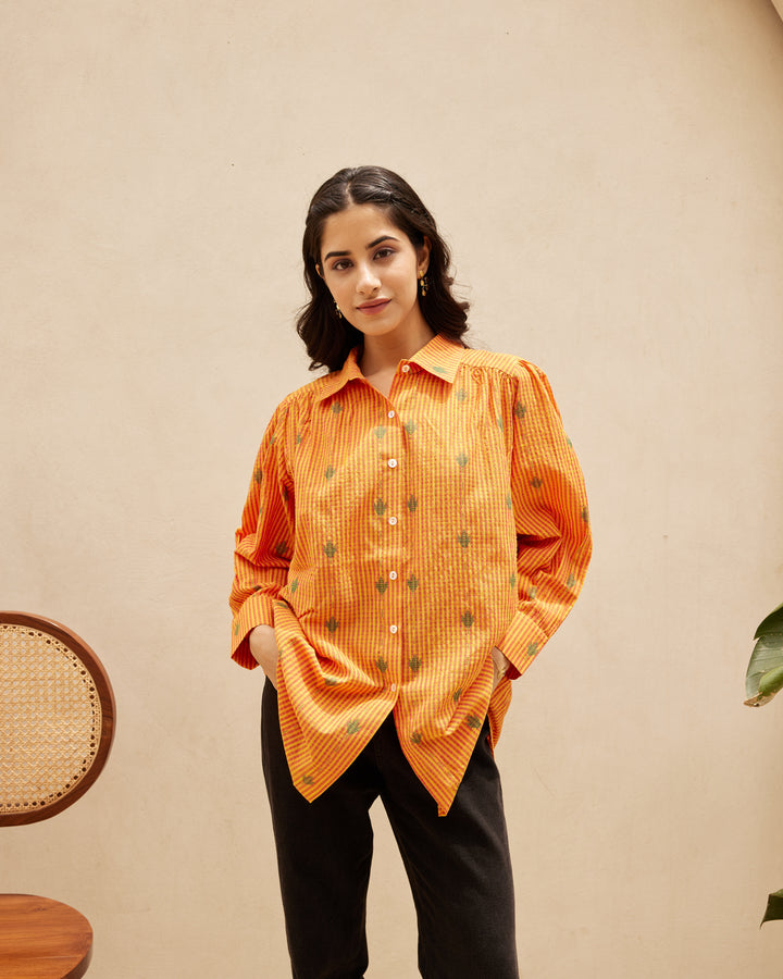 Orange Striped Organic Cotton Shirt