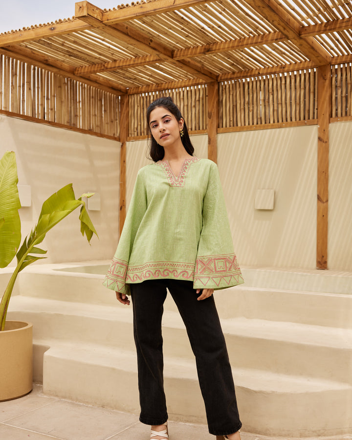 Green Threaded Treasure Top