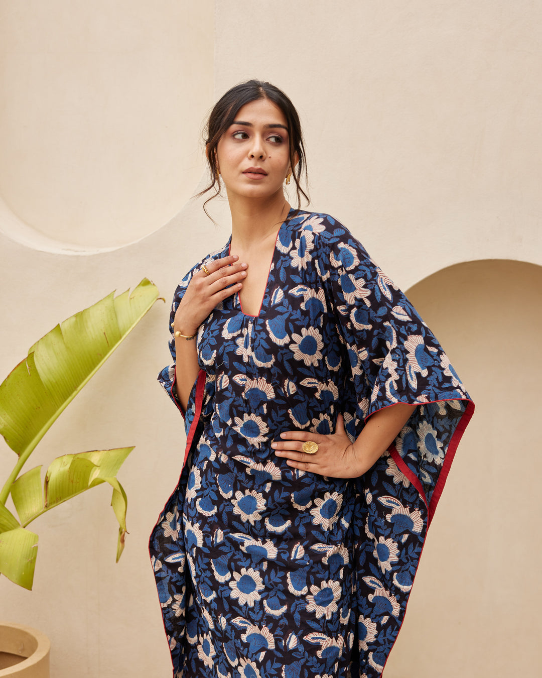 Blue Floral Print Kaftan