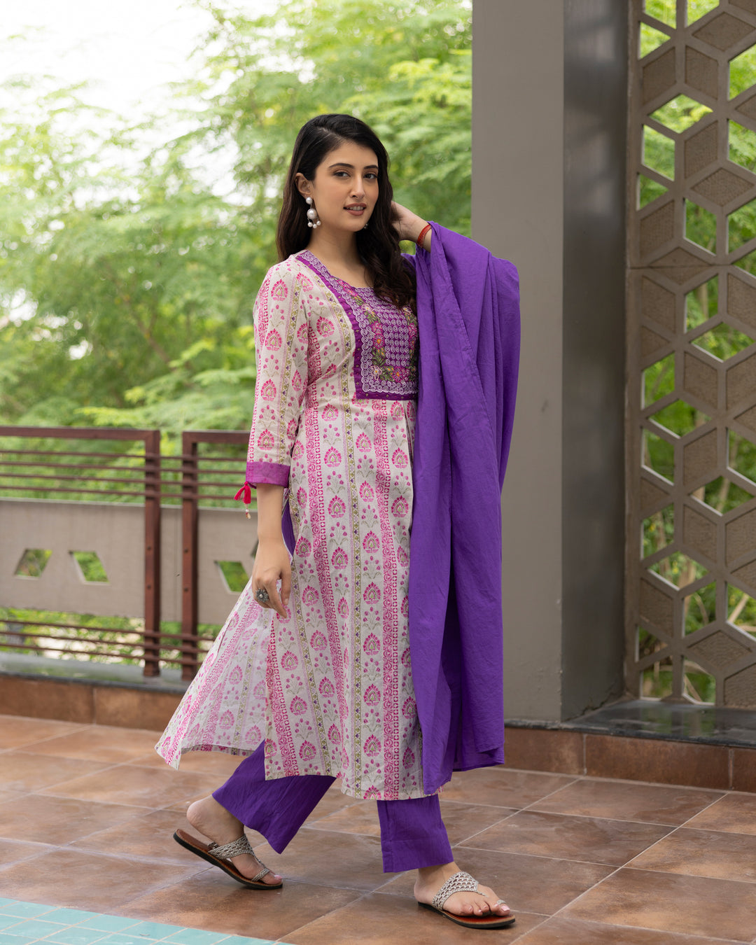 Purple Grace Mulmul Suit Set