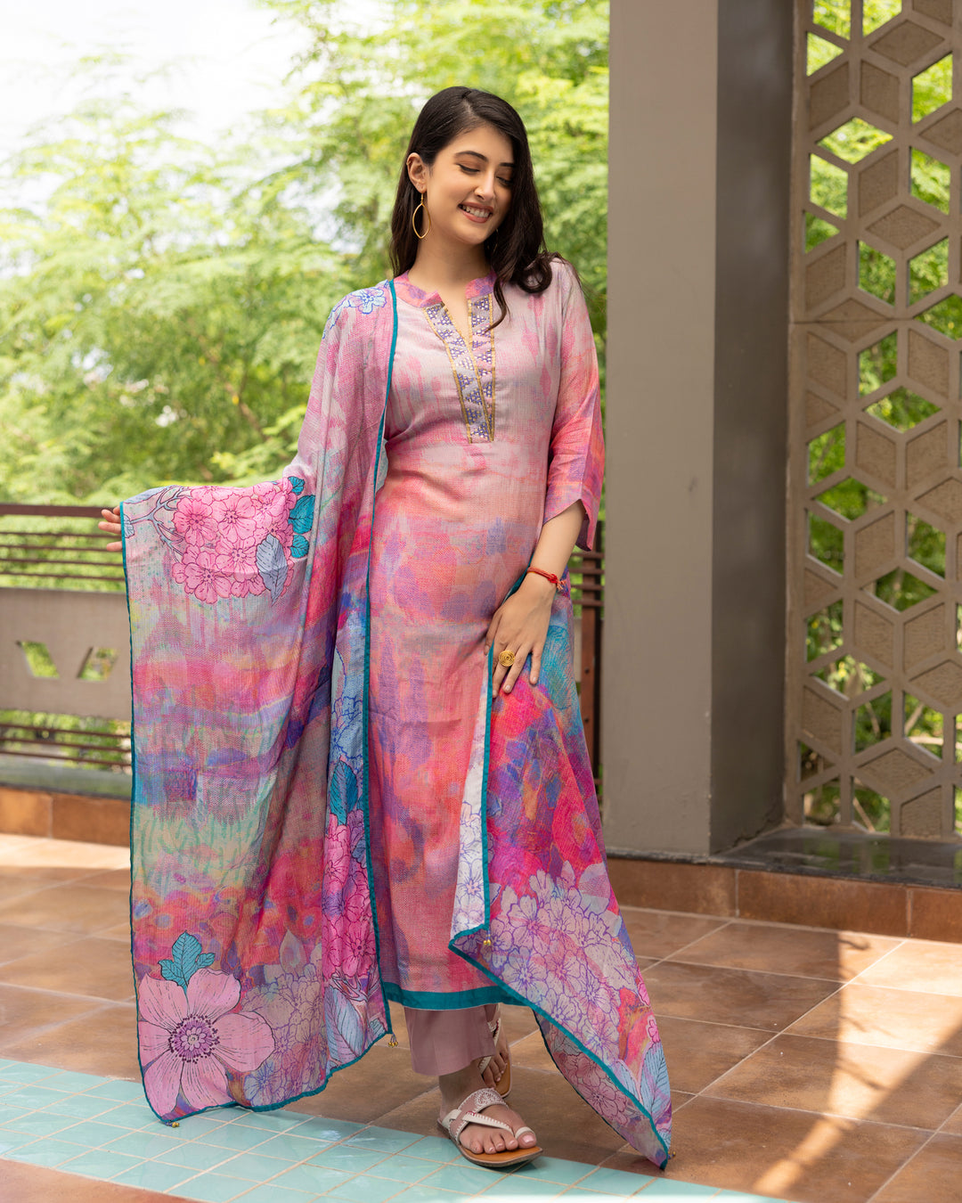 Floral Fusion Multicolour Suit Set