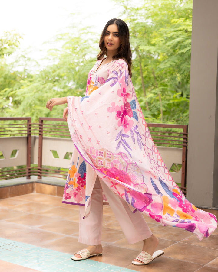 Soft Pink Floral Suit Set