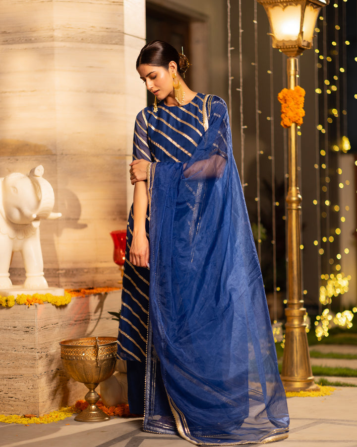 Stripe Royal Blue Suit Set