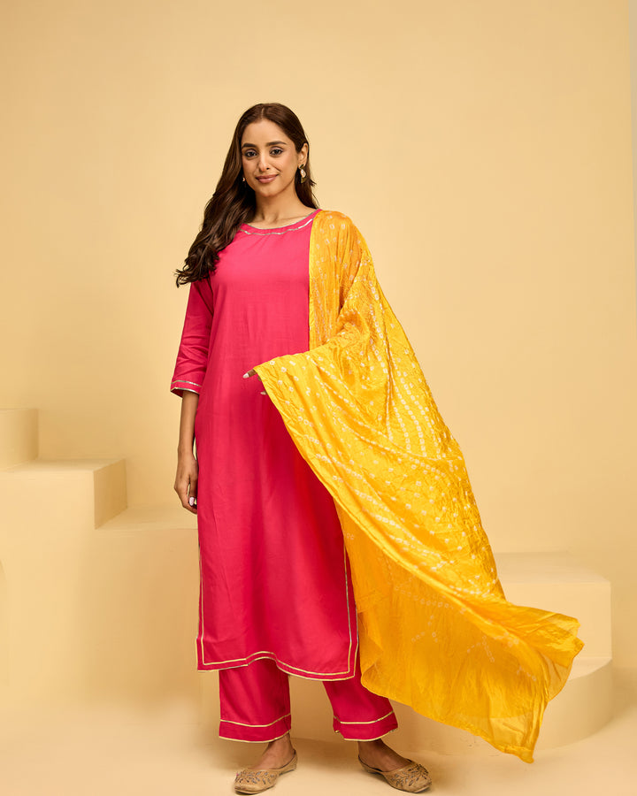 Pink Rayon Suit Set