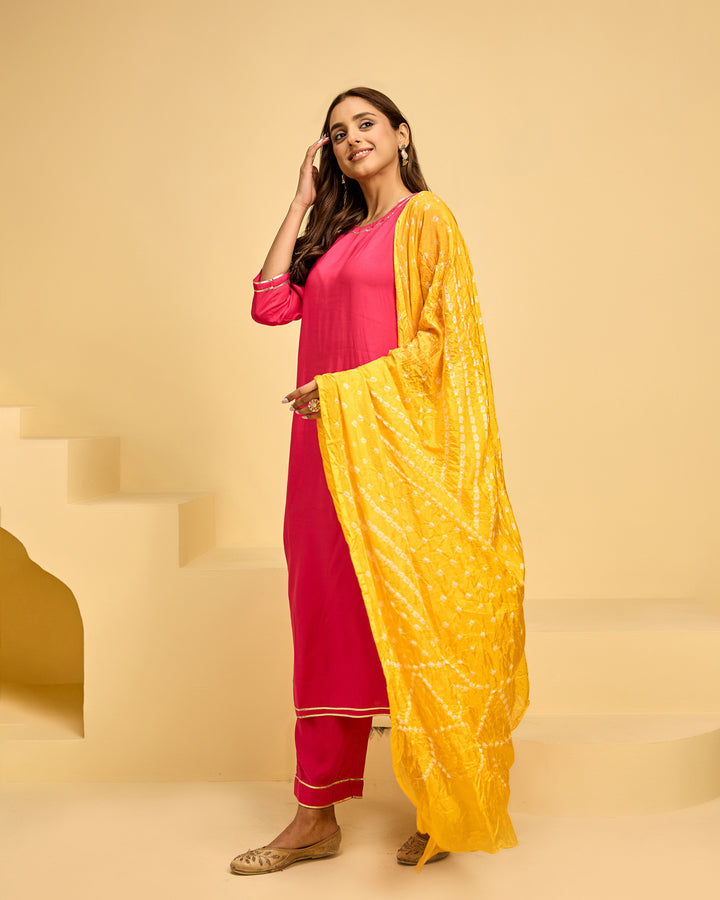 Pink Rayon Suit Set