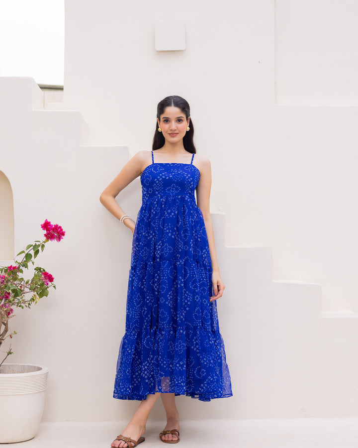 Blue Chiffon Strappy Dress