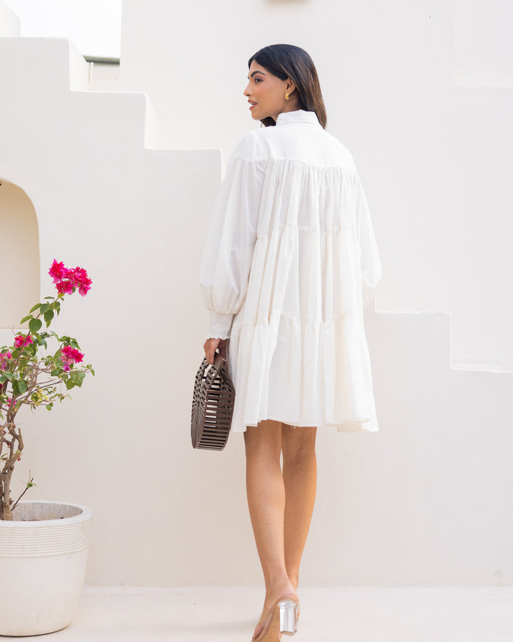 Off-White Tiered Shirt Dress