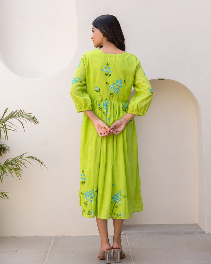 Green Kota Floral Dress
