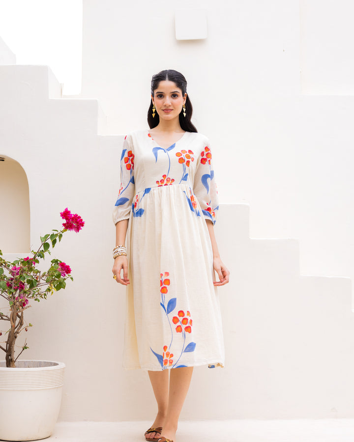 Off-White Floral Kota Dress