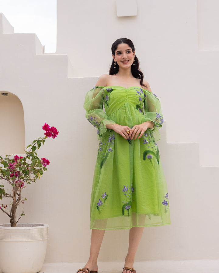 Leaf Organza Floral Dress
