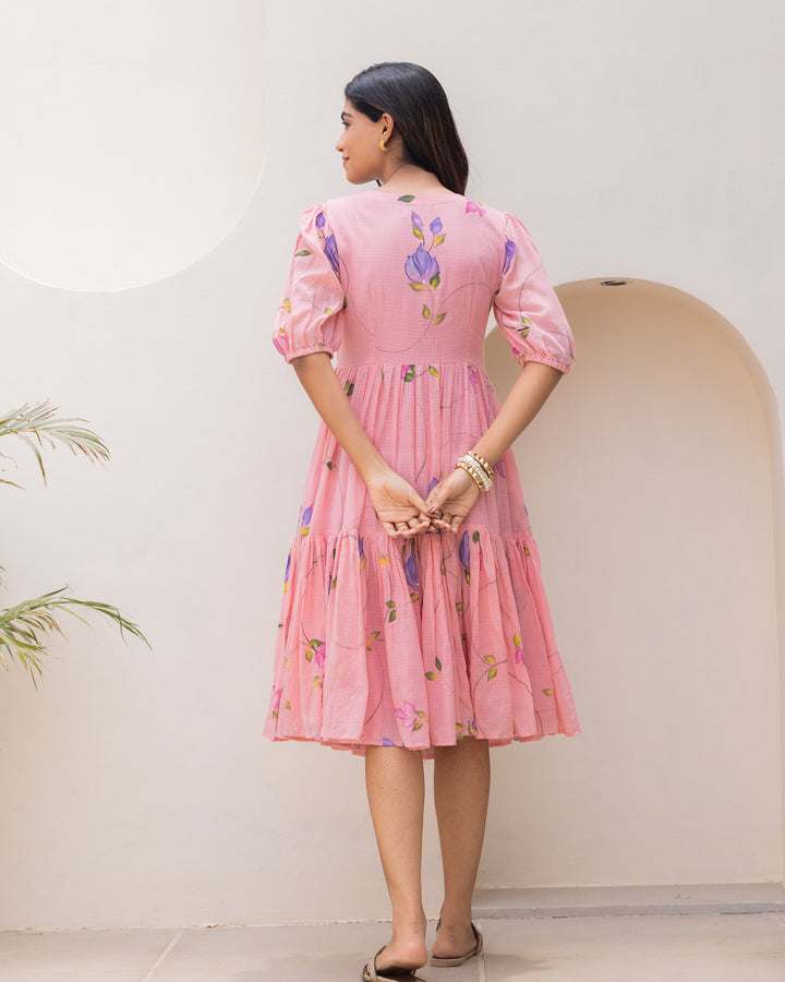 Pink Floral Kota Dress