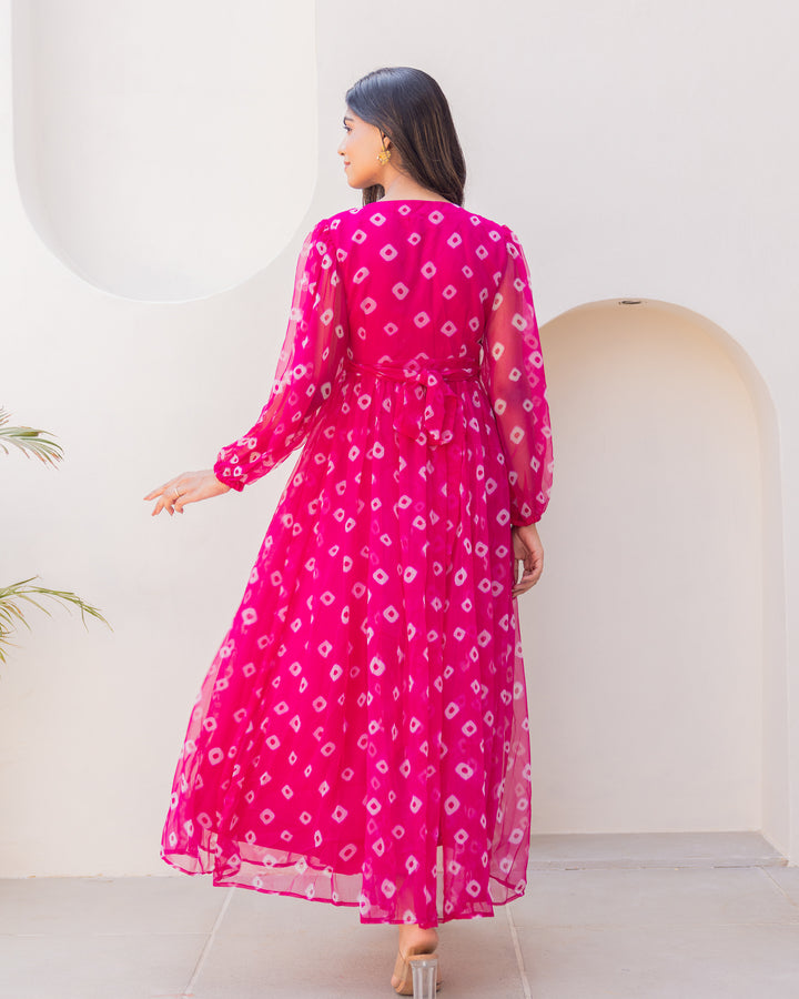 Pink Bandhani Dress