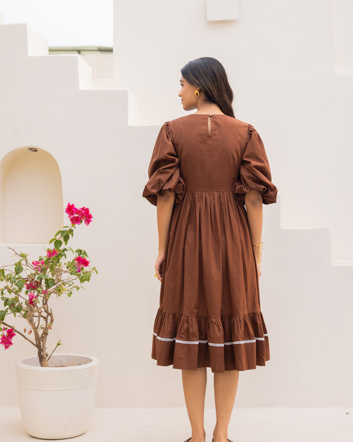 Brown Pure Cotton Dress